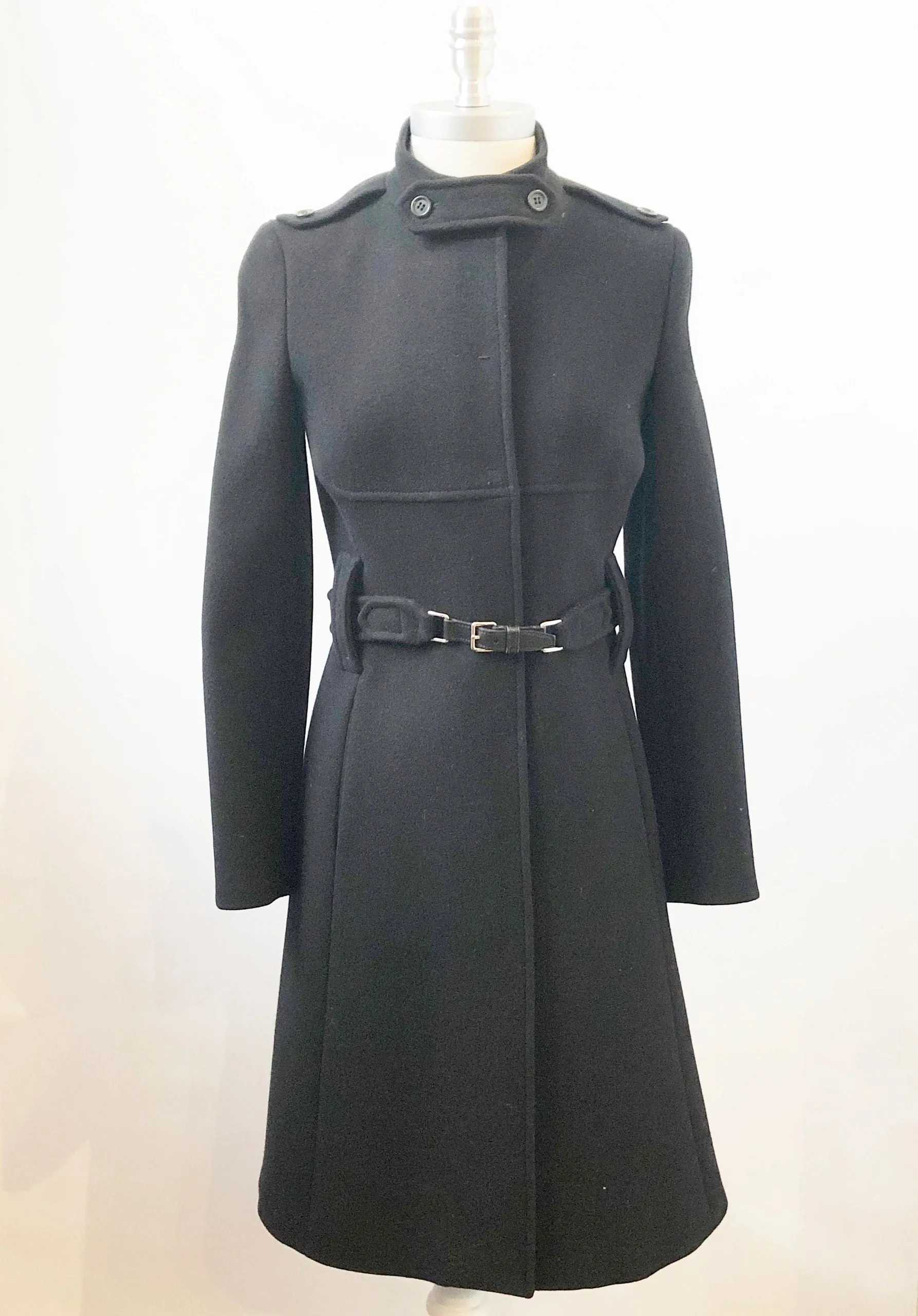 Prada Belted Wool Coat Size 40 It (4 Us)