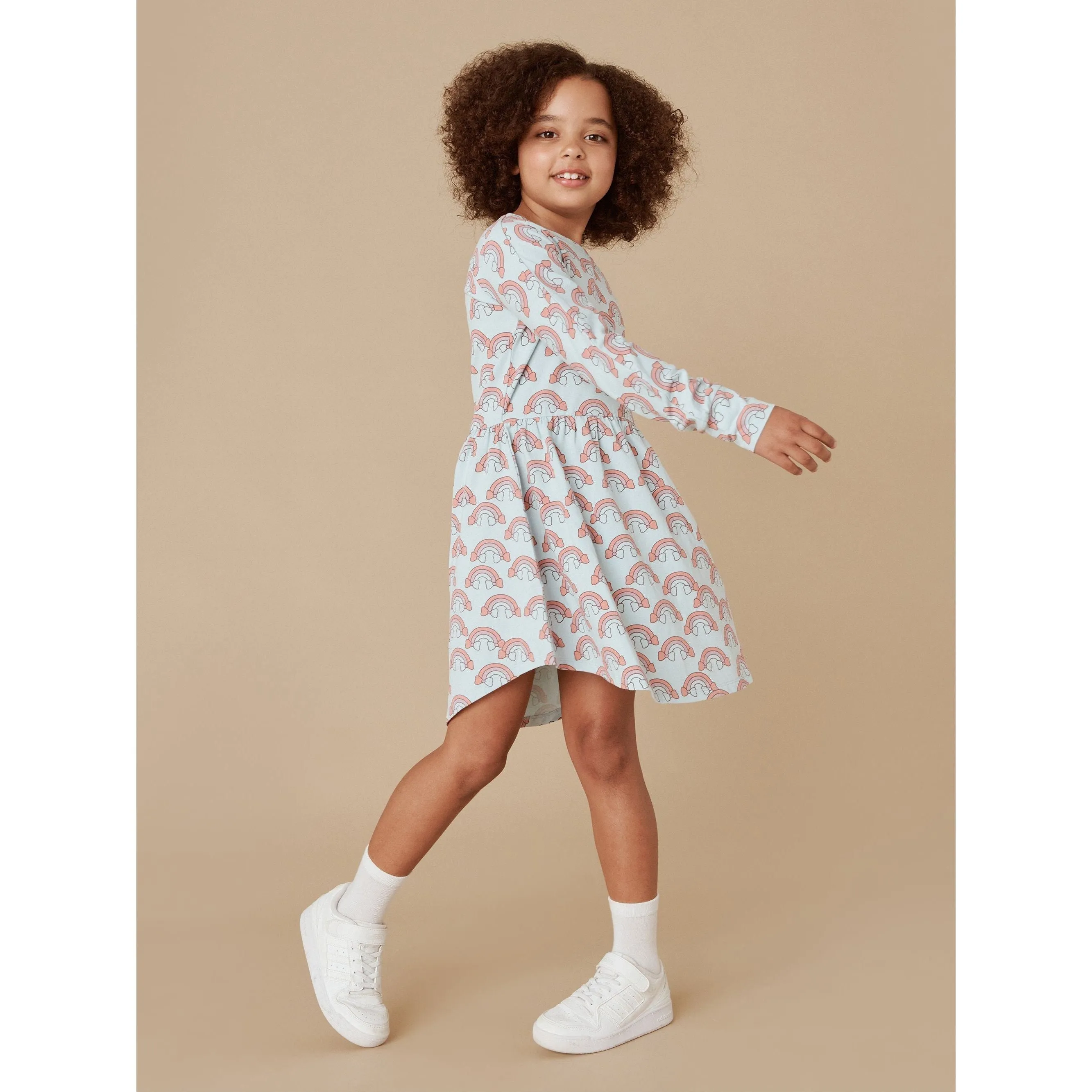 Rain Bow Long Sleeve Swirl Dress