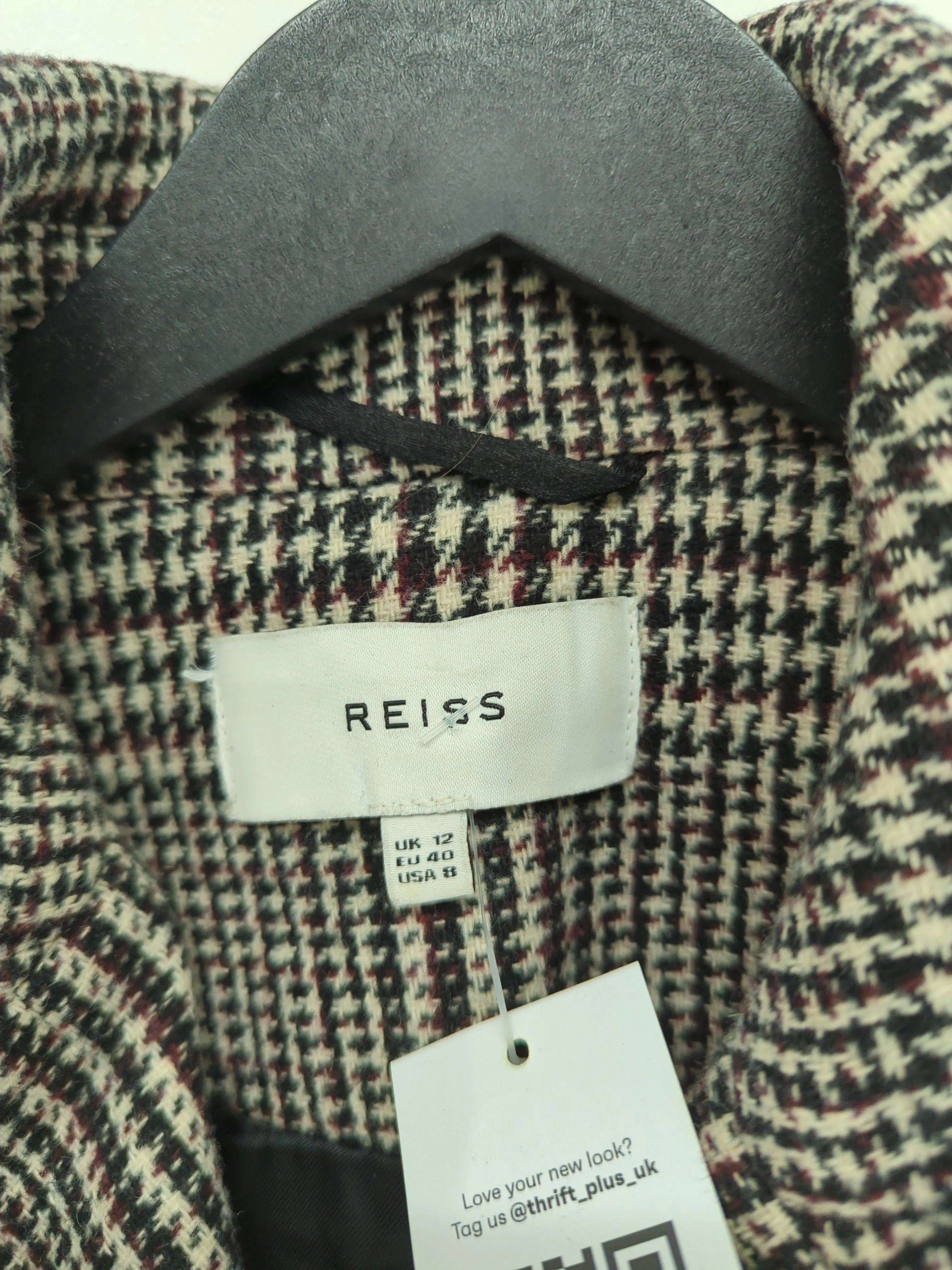 Reiss Women's Blazer UK 12 Multi Acrylic with Cotton, Polyester, Viscose, Wool