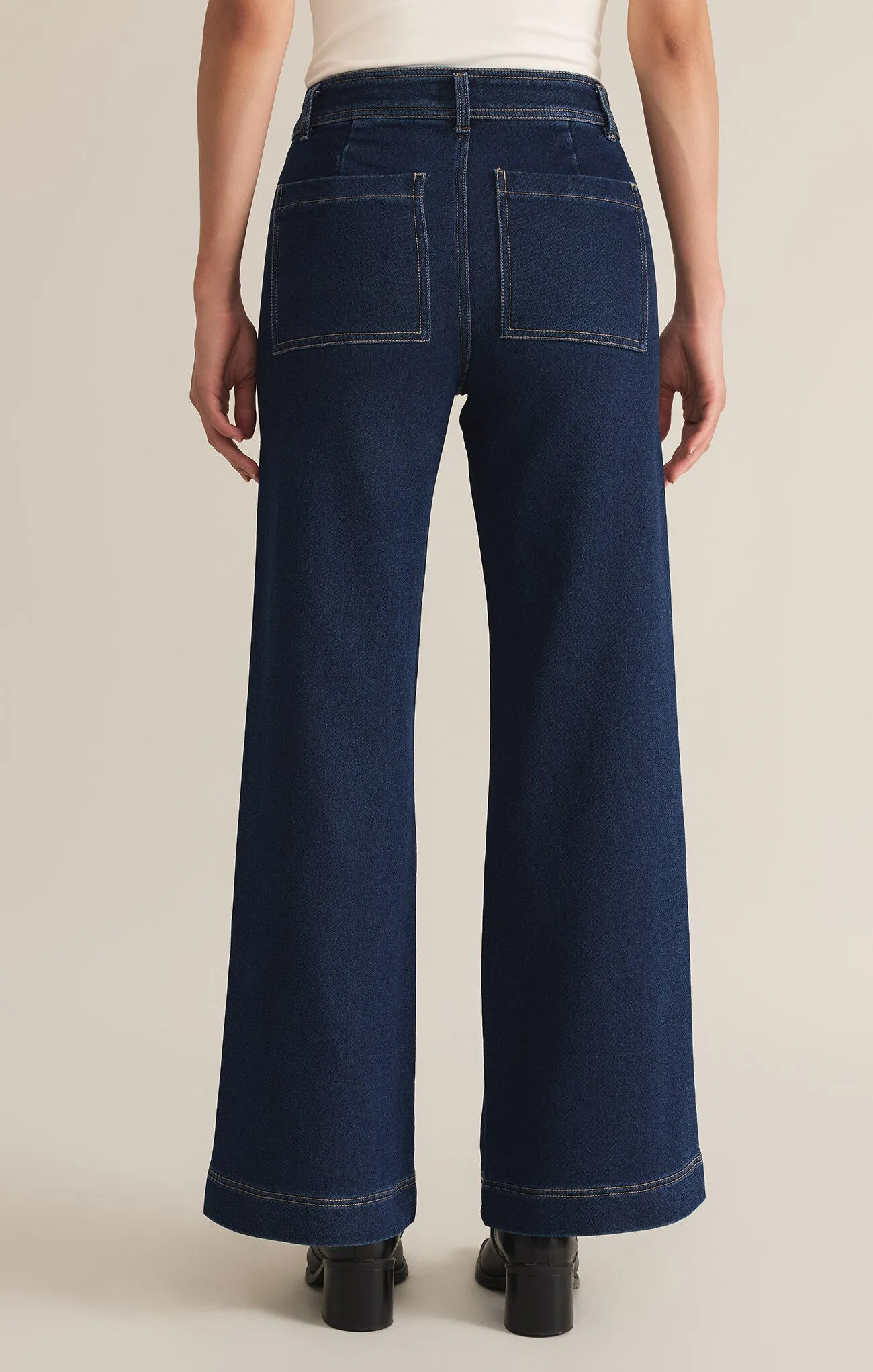 Rilynn Wide Leg Trouser Dark Rinse