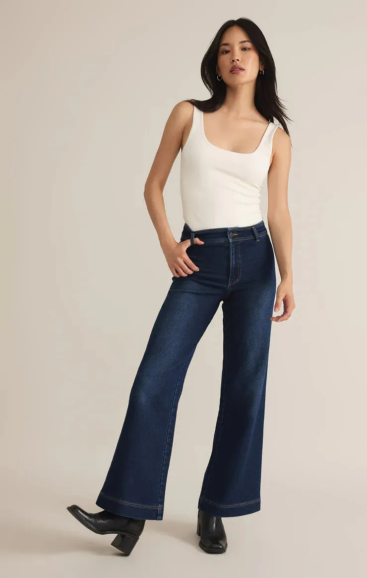 Rilynn Wide Leg Trouser Dark Rinse