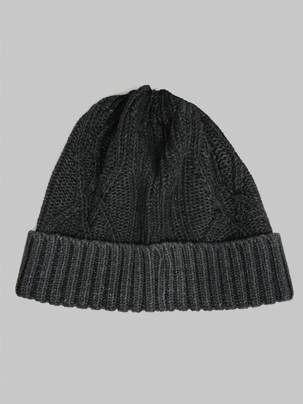 Rototo Aran Cable Indigo Watch Cap Black Denim