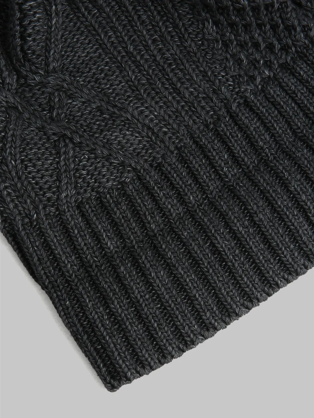 Rototo Aran Cable Indigo Watch Cap Black Denim