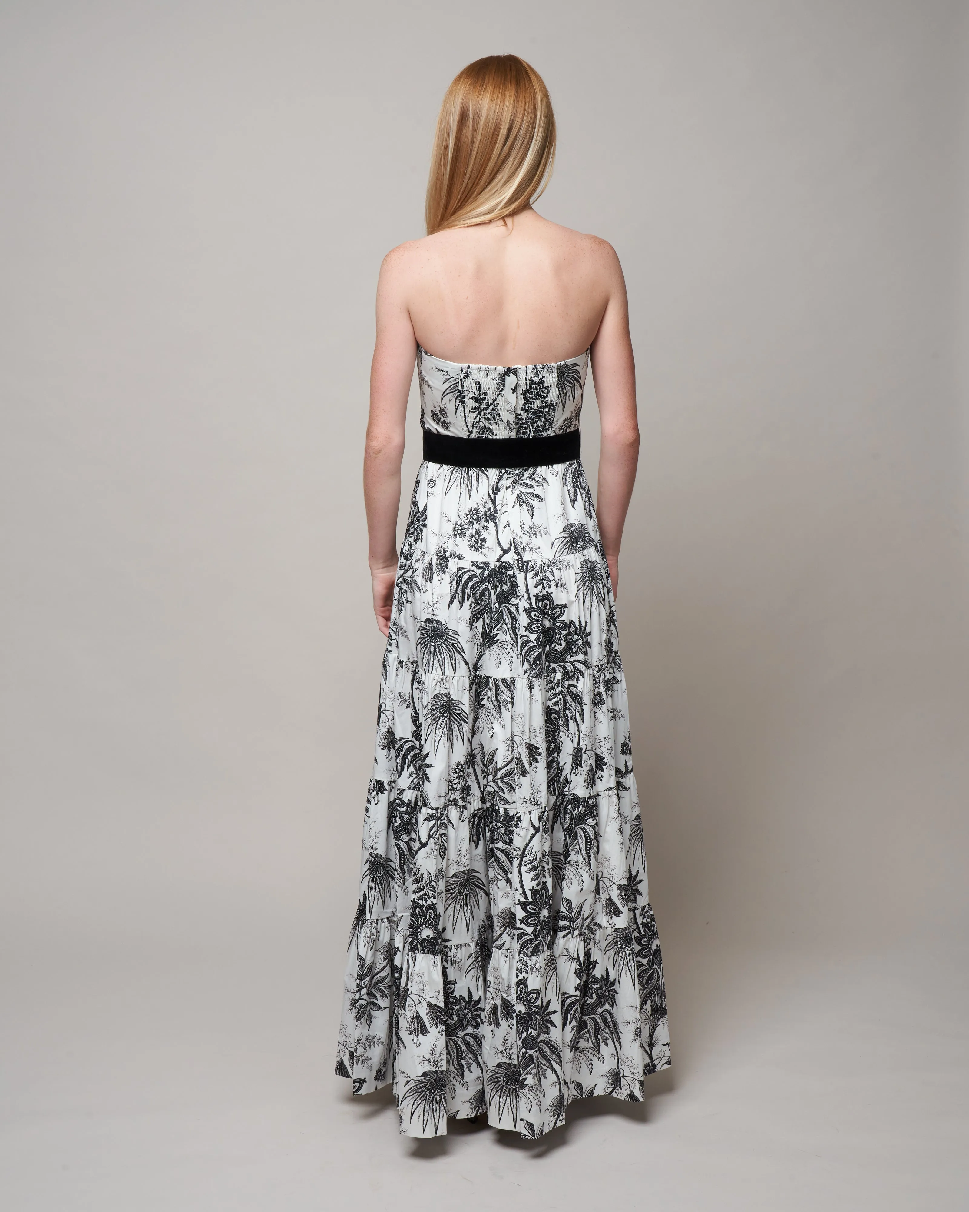 roxanne dress - jacobean toile black ivory