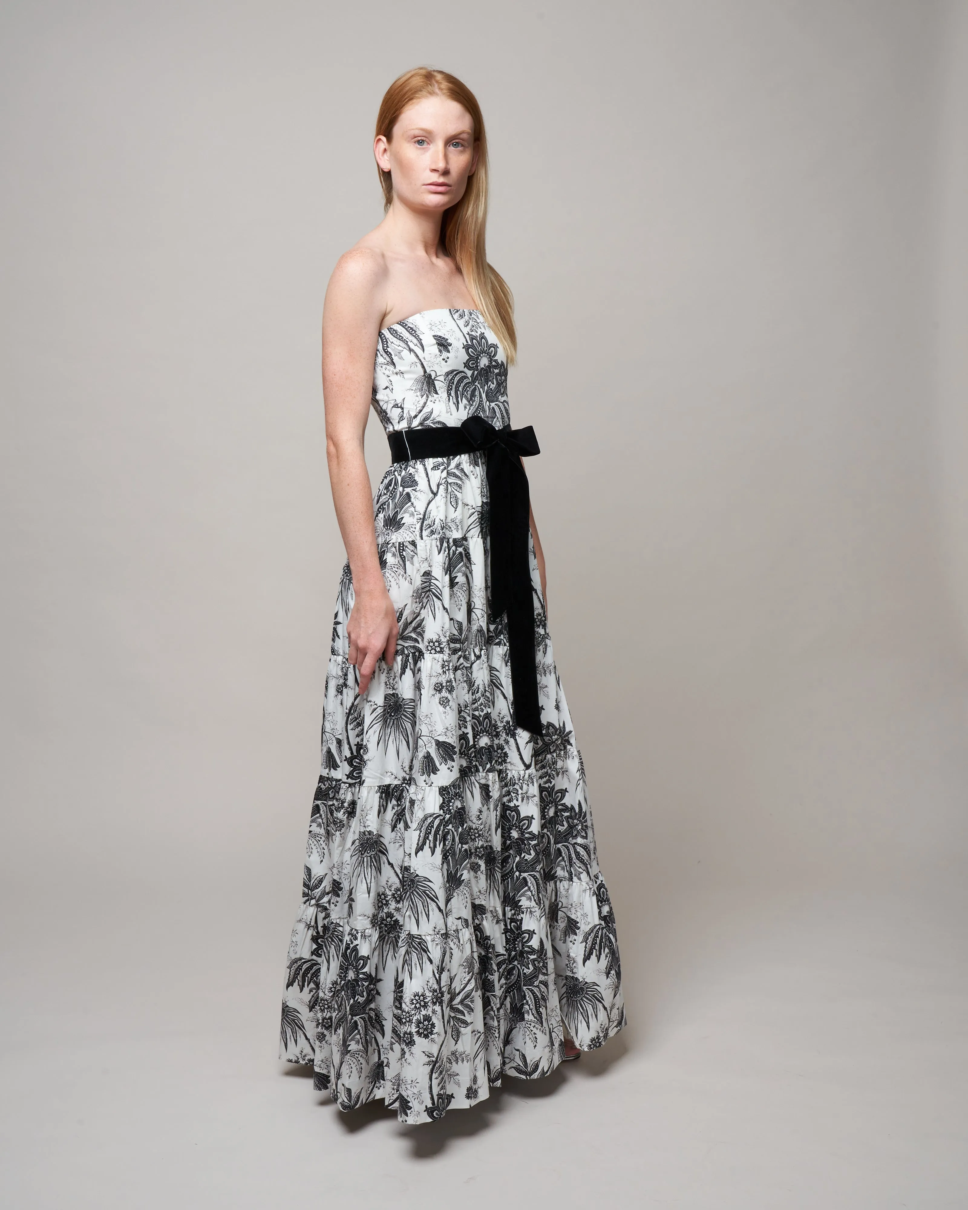 roxanne dress - jacobean toile black ivory