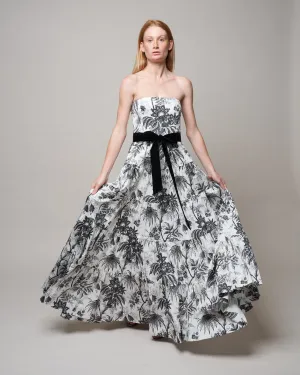 roxanne dress - jacobean toile black ivory