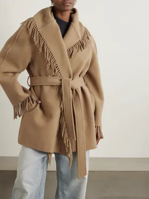 RoyaltyM Luxe Cashmere & Merino Wool Fringe Coat