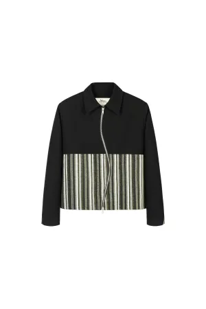 S Zipper Lapel Patchwork Jacket