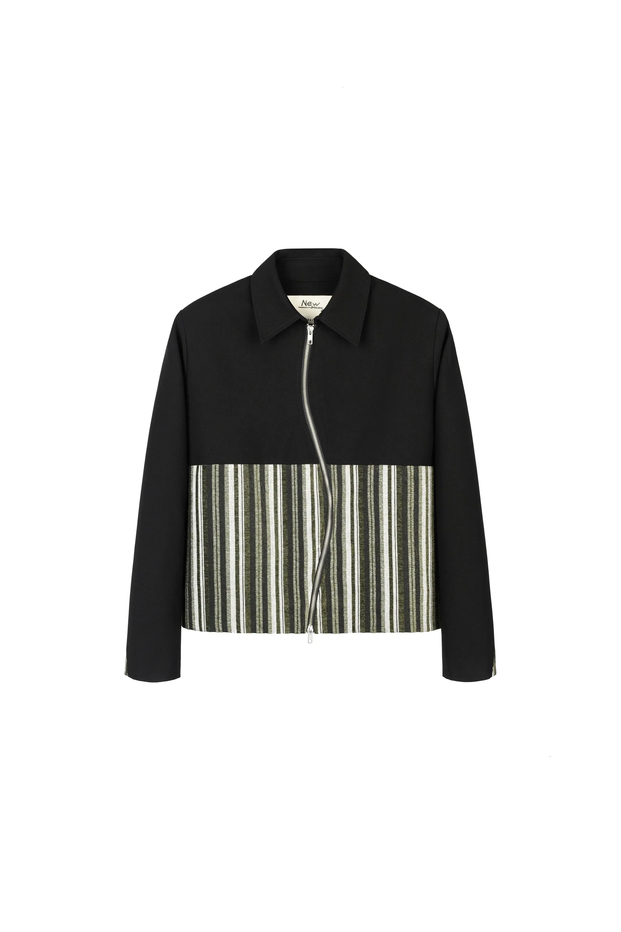 S Zipper Lapel Patchwork Jacket