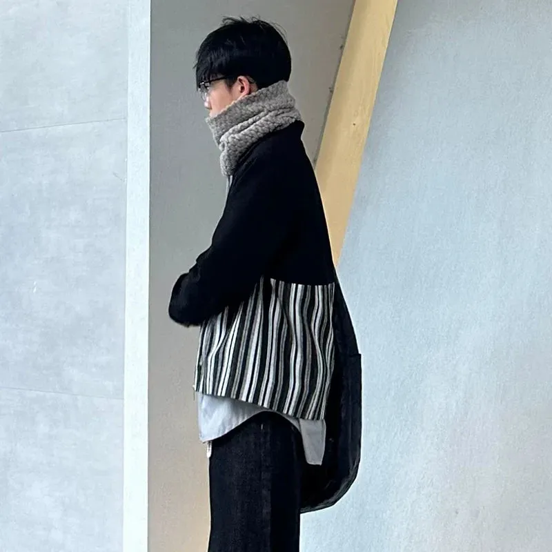S Zipper Lapel Patchwork Jacket