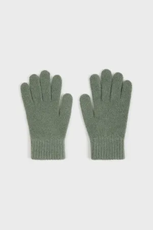 Sage green wool blend gloves