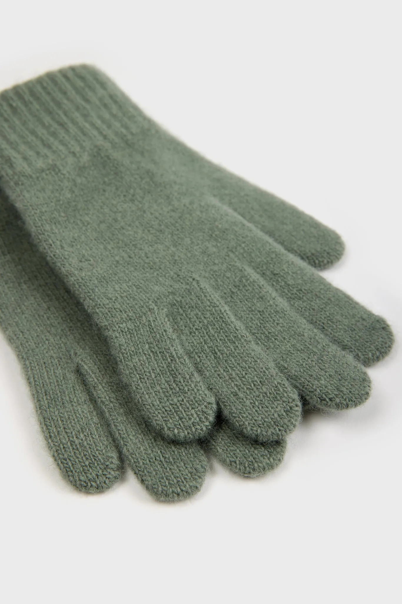 Sage green wool blend gloves