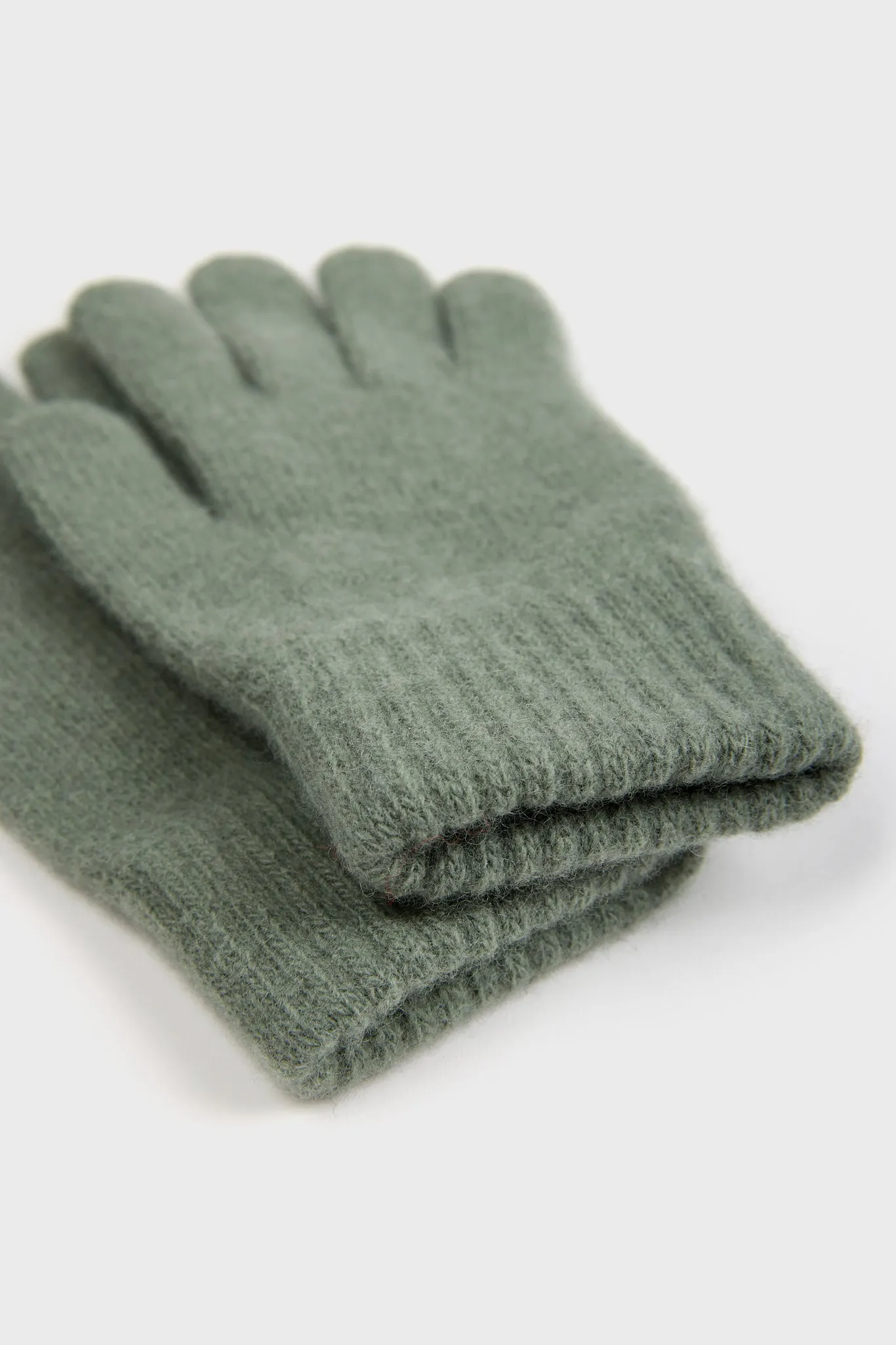 Sage green wool blend gloves