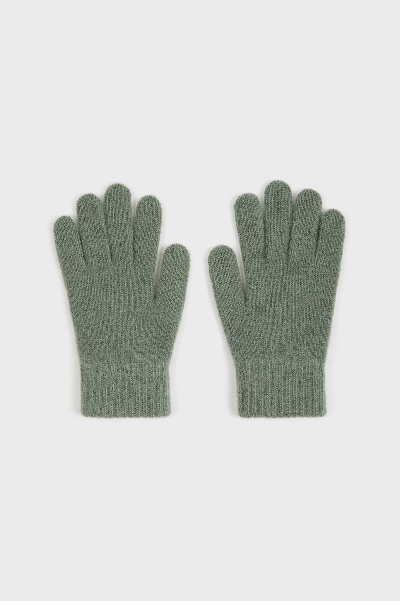 Sage green wool blend gloves