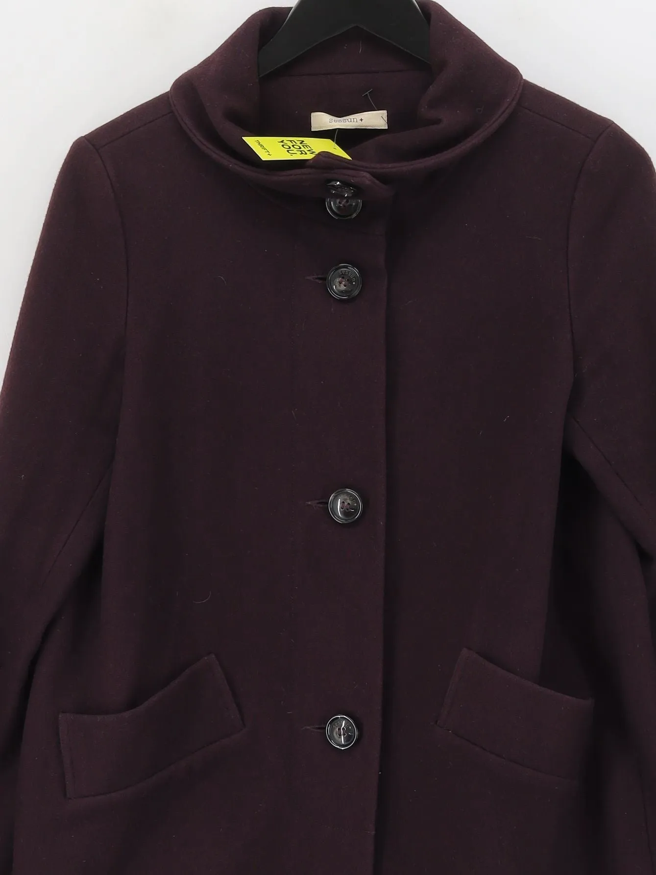Sessun Women's Coat M Purple Wool with Nylon, Polyamide