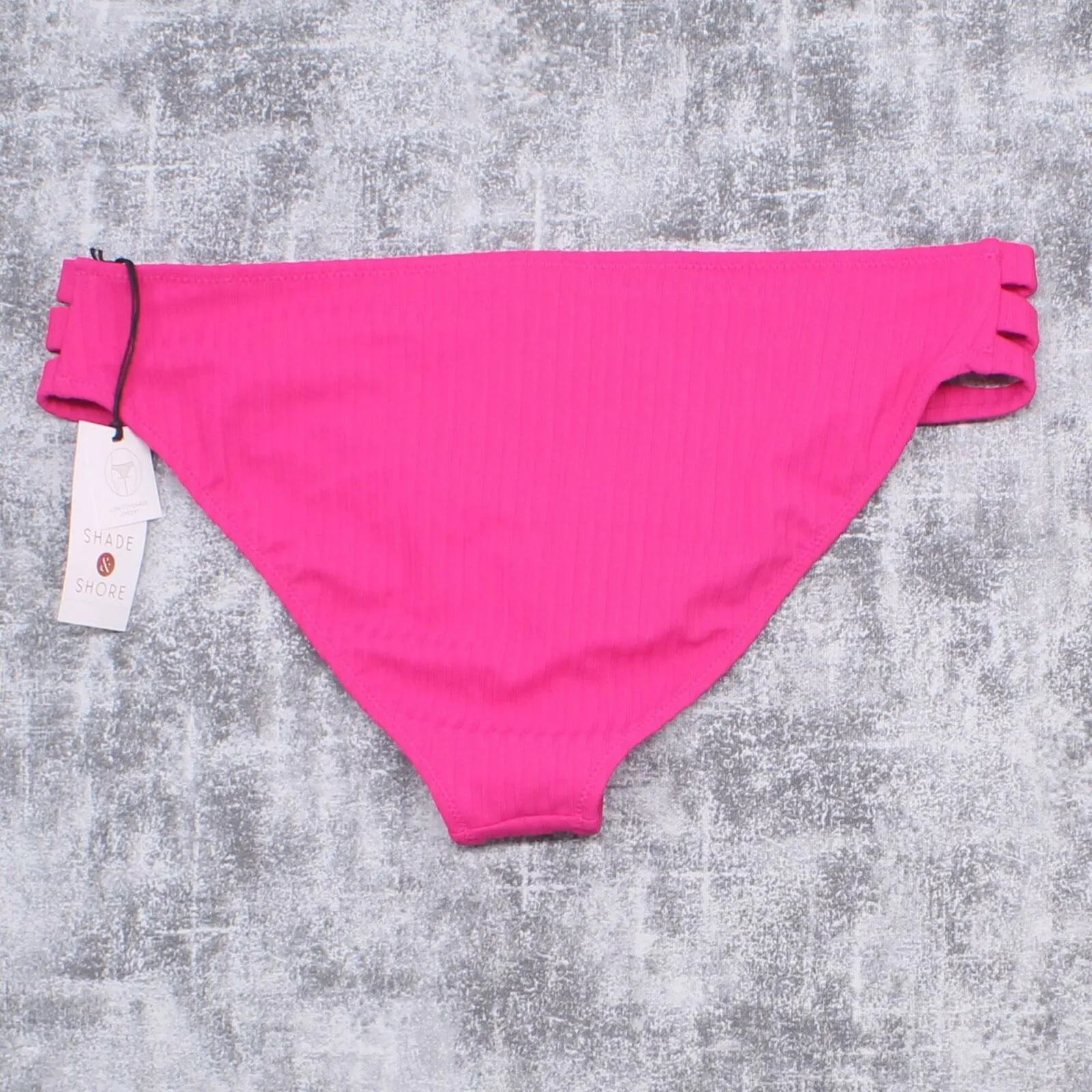Shade & Shore Women's Ribbed Strappy Side Cheeky Bikini Bottom