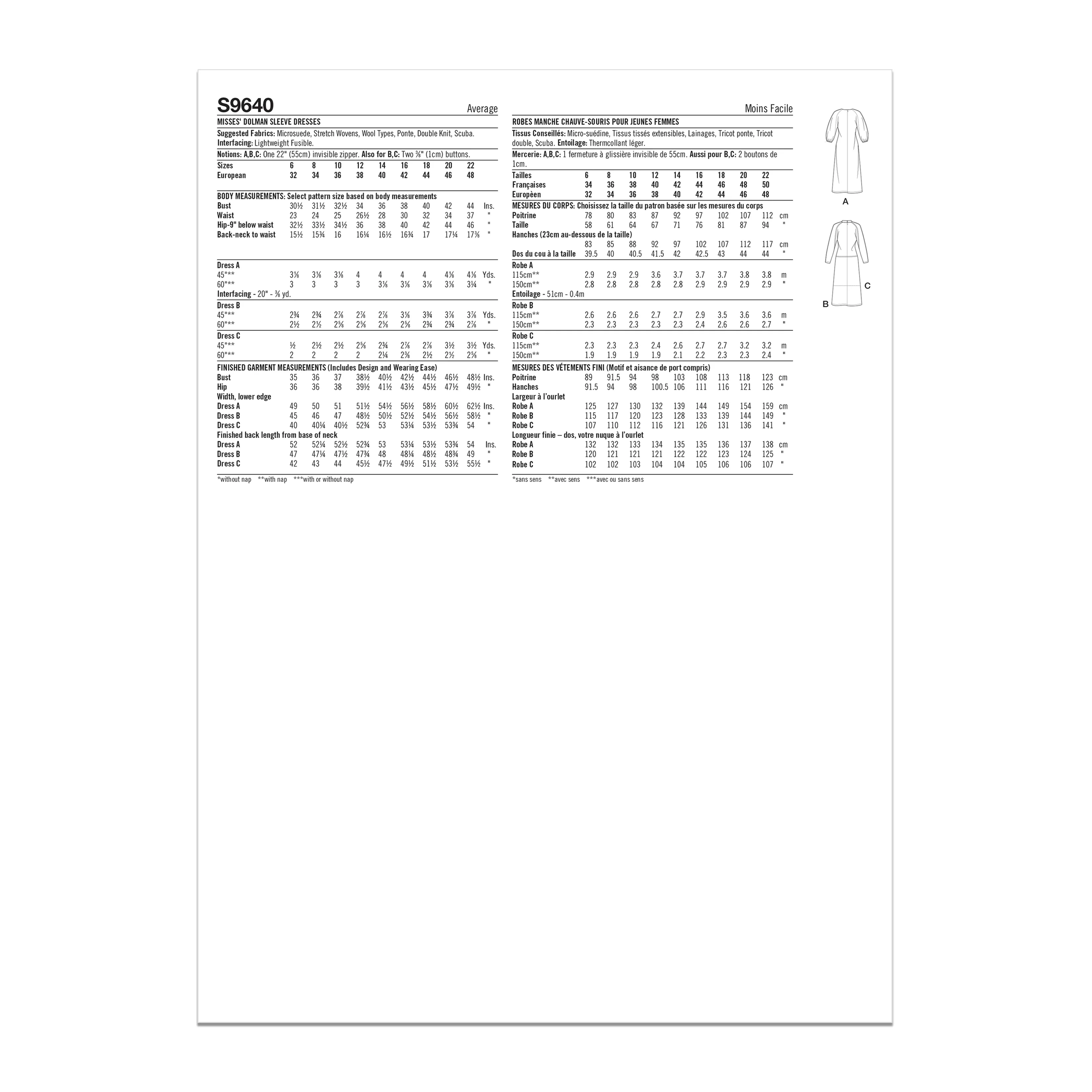 Simplicity Pattern S9640 Misses' Sleeve Dress