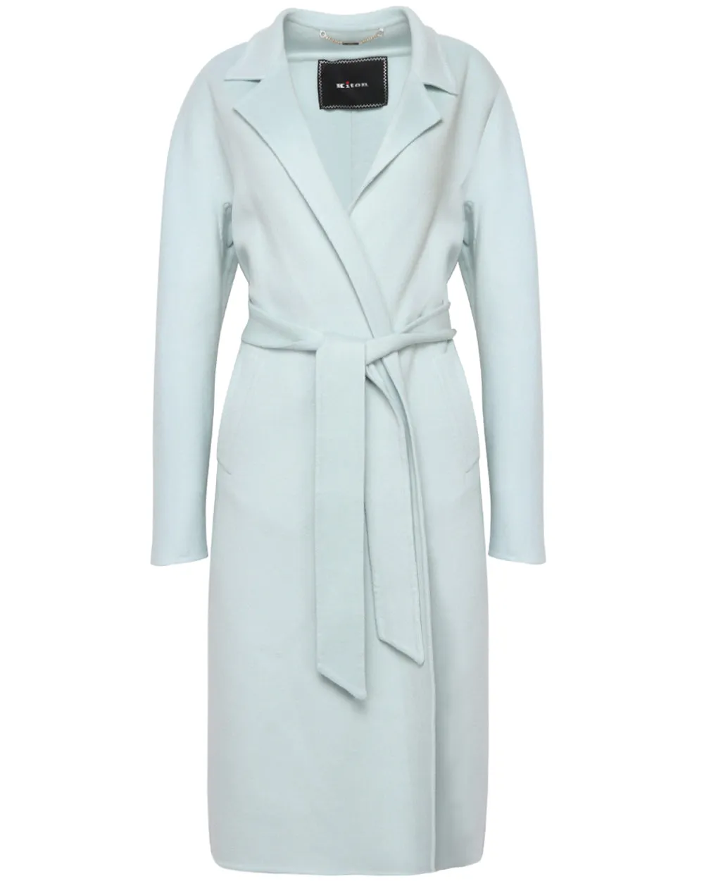 Sky Blue Belted Cashmere Coat