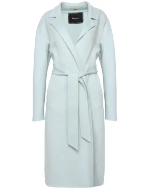 Sky Blue Belted Cashmere Coat