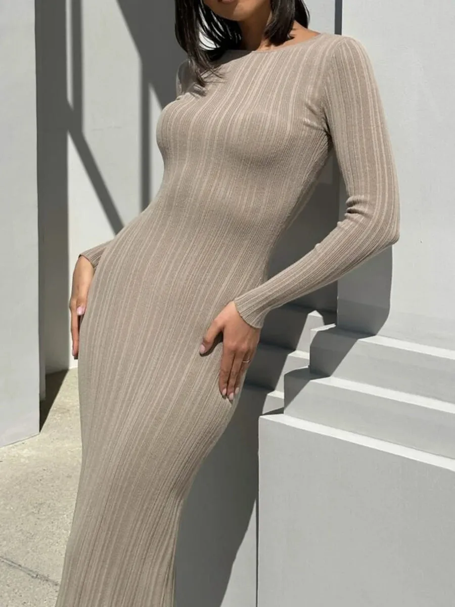Solid Color Bodycon Knit Dress