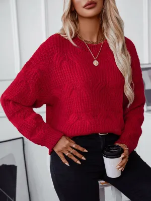 Solid Color Cable Knit Sweater by WOLFFMODE