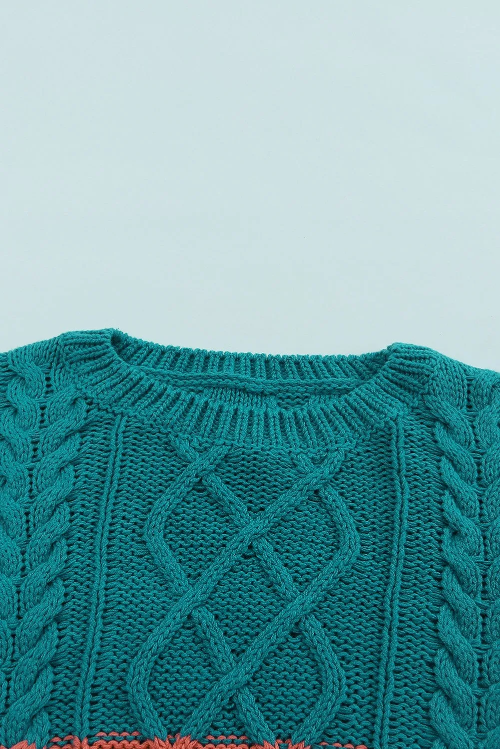 Striped Round Neck Mixed Knit Sweater