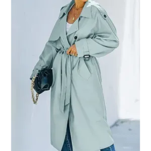 Stylish Women’s Windproof Trench Coat – Elegant Belted Outerwear