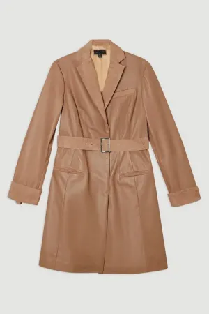 Suede & Leather Belted Trench Coat