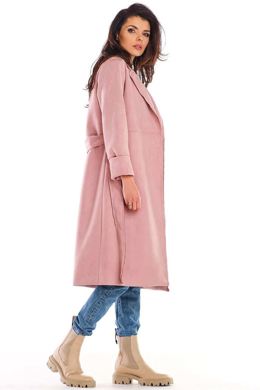 Suede Belted Gown Coat