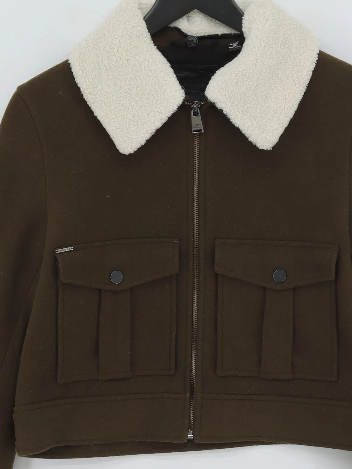 Superdry Women's Jacket UK 14 Green Wool with Polyester