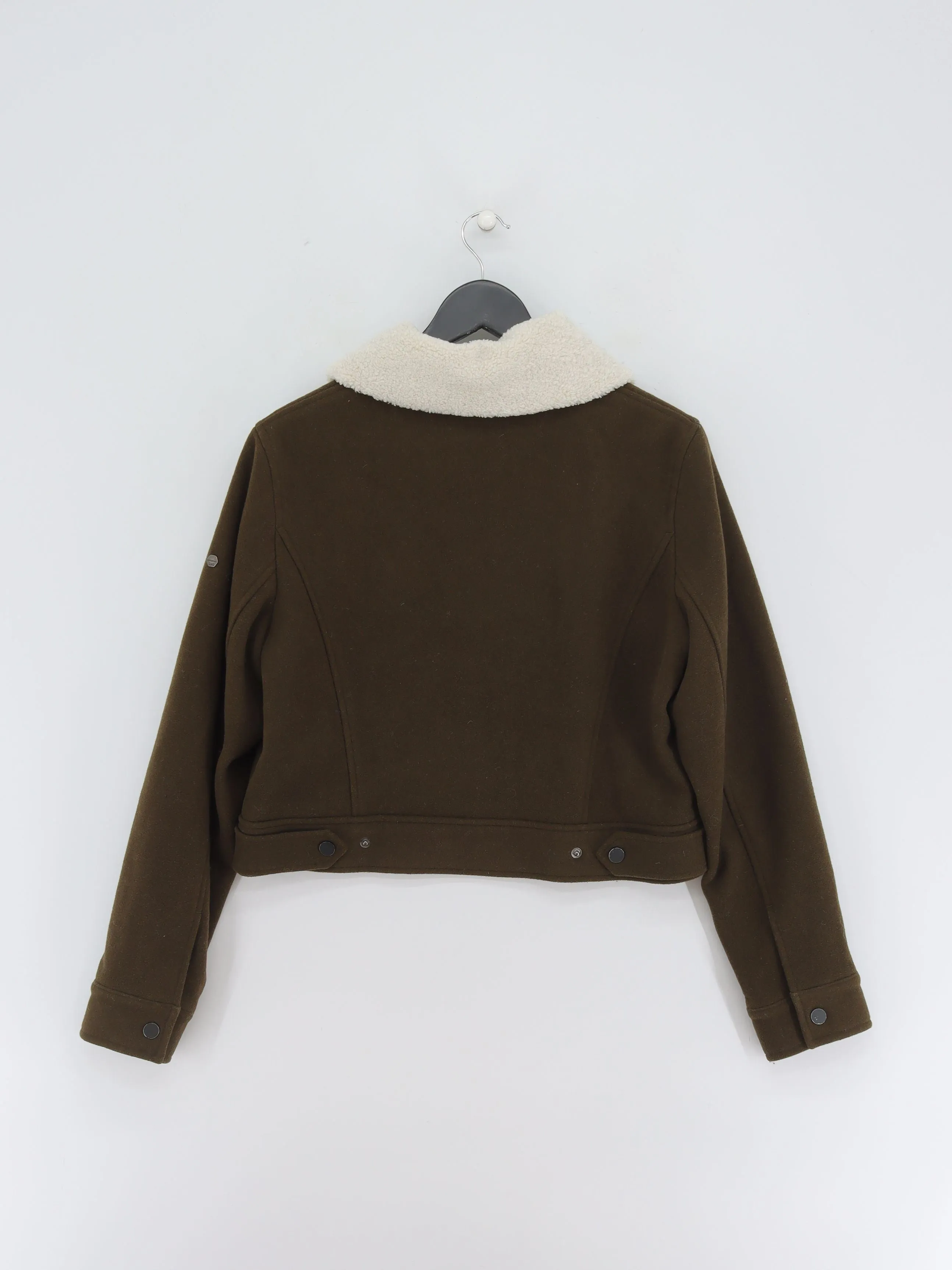 Superdry Women's Jacket UK 14 Green Wool with Polyester