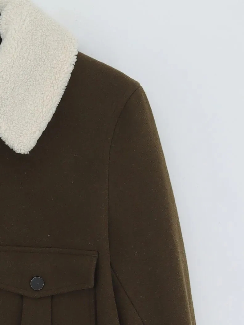 Superdry Women's Jacket UK 14 Green Wool with Polyester