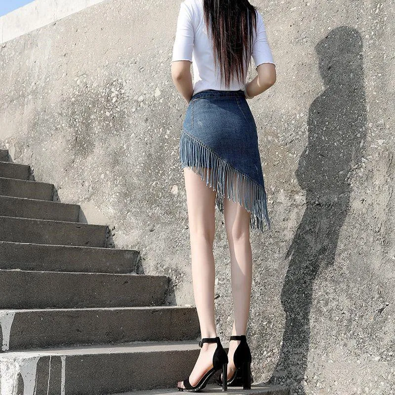 Tassel Denim Skirt – Modern & Edgy Style