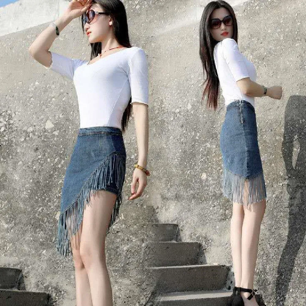 Tassel Denim Skirt – Modern & Edgy Style