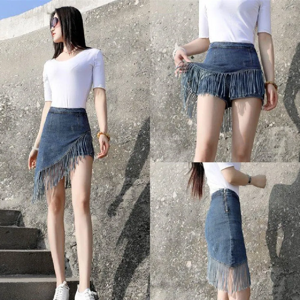 Tassel Denim Skirt – Modern & Edgy Style