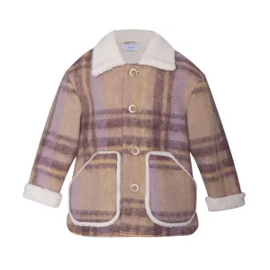 Teddy-trimmed Wool Blazer Helleborus Brown