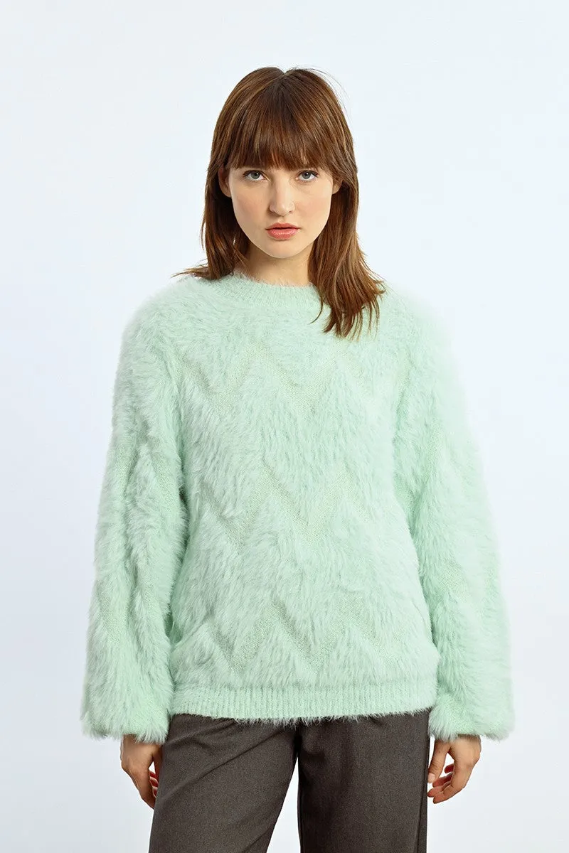 TEXTURED ZIG-ZAG PATTERN SWEATER