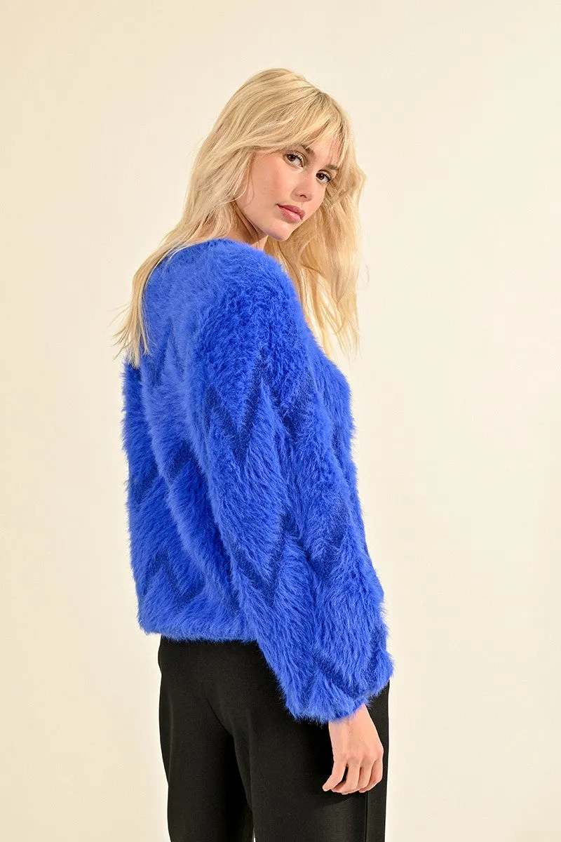TEXTURED ZIG-ZAG PATTERN SWEATER