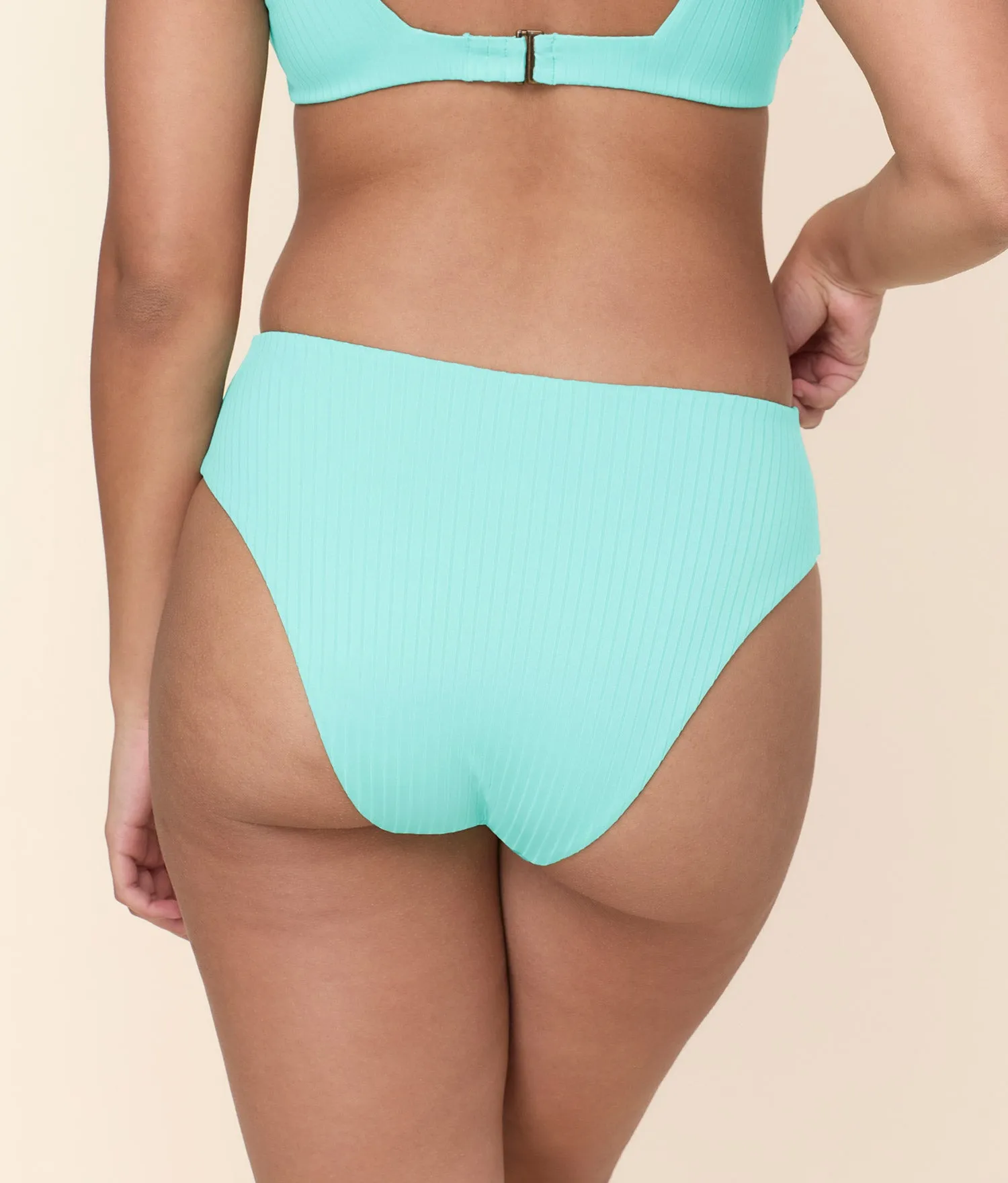 The 90s High Waist Bikini Bottom - Wide Rib - Opal