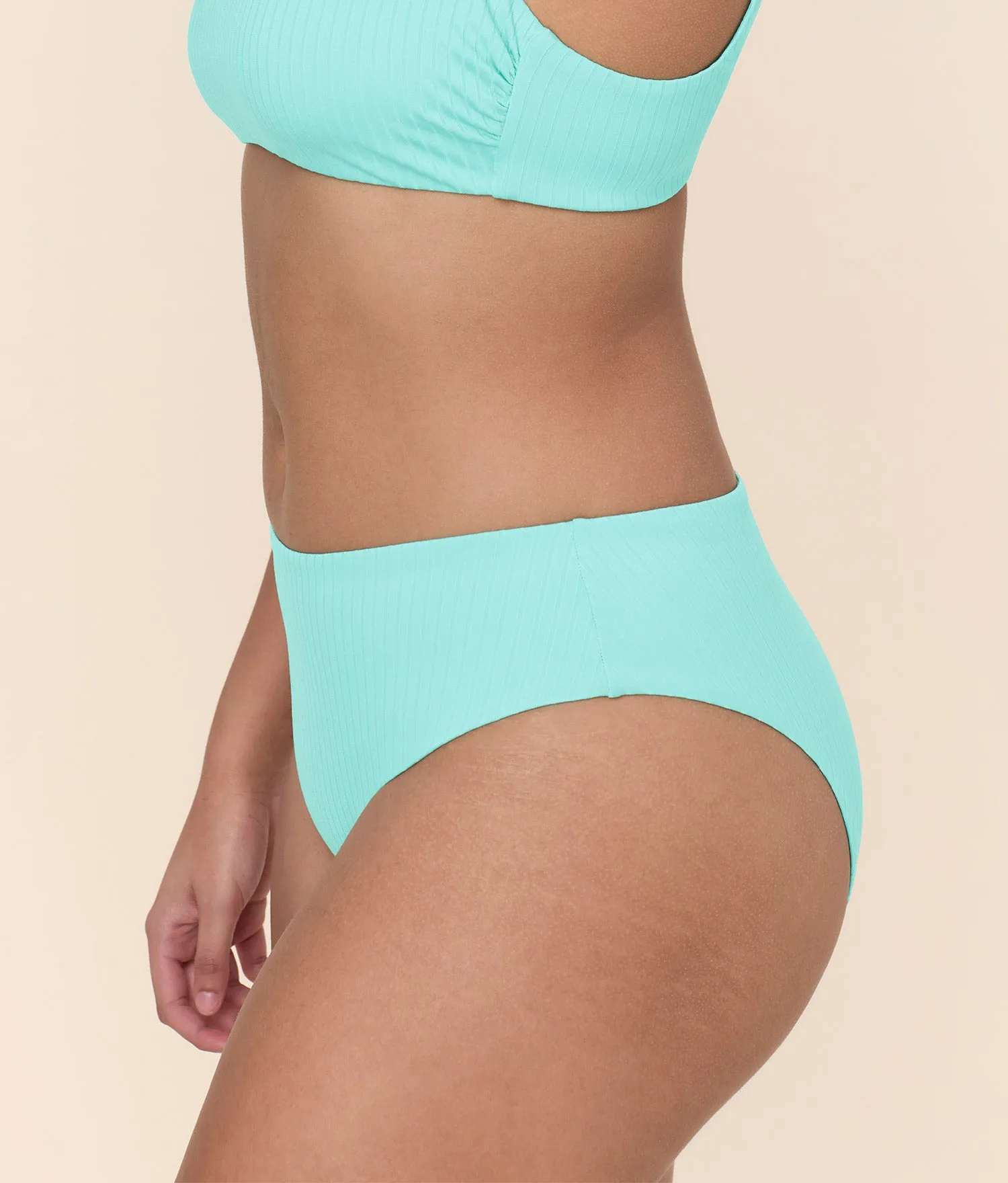 The 90s High Waist Bikini Bottom - Wide Rib - Opal