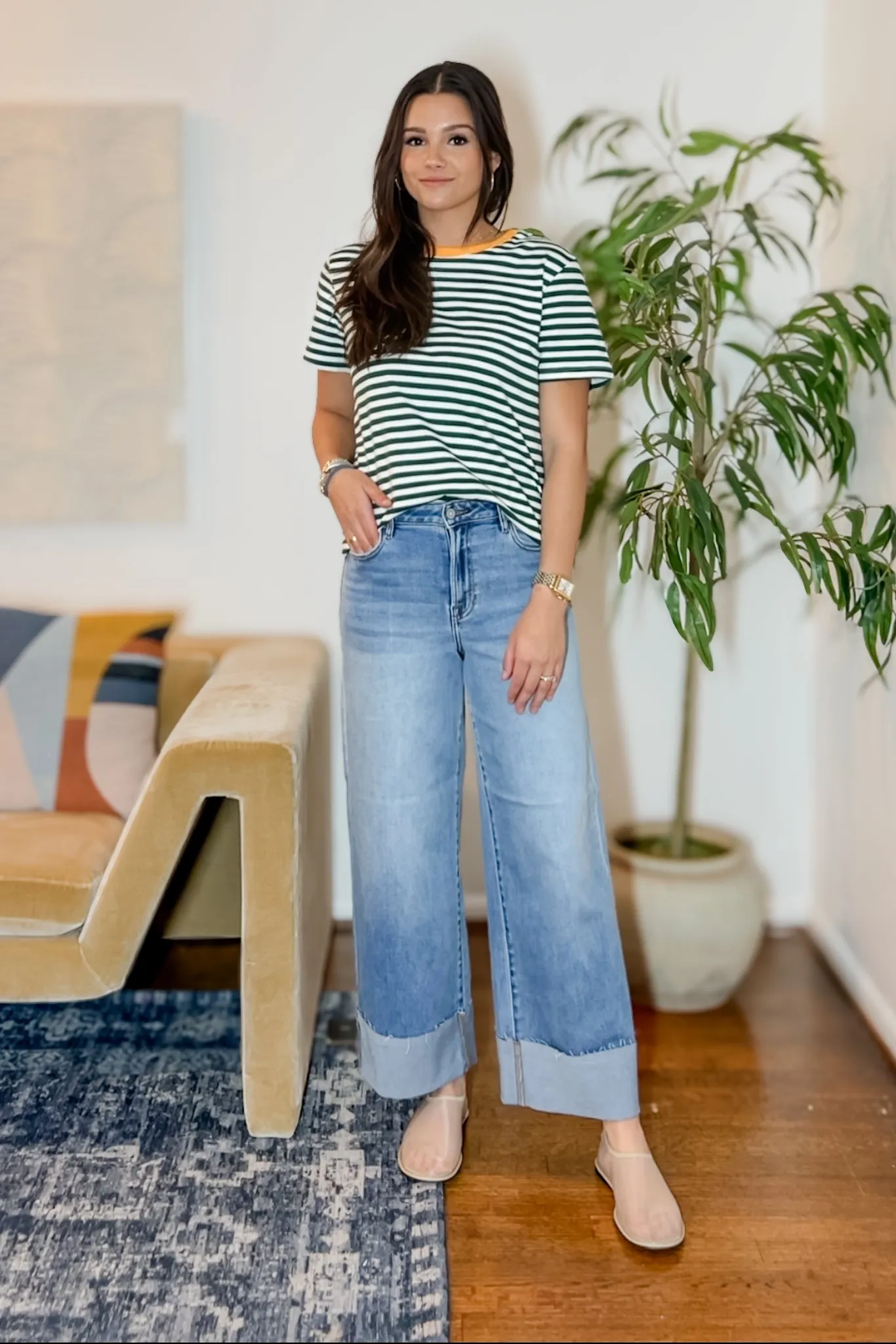 The Bella Wide-Leg Cuff Jean