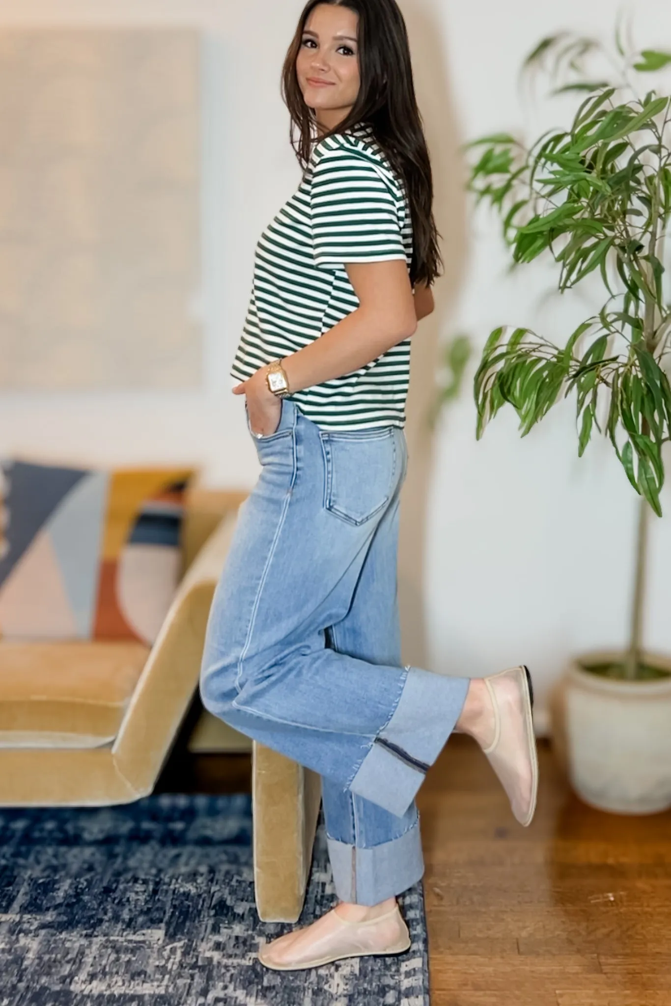 The Bella Wide-Leg Cuff Jean