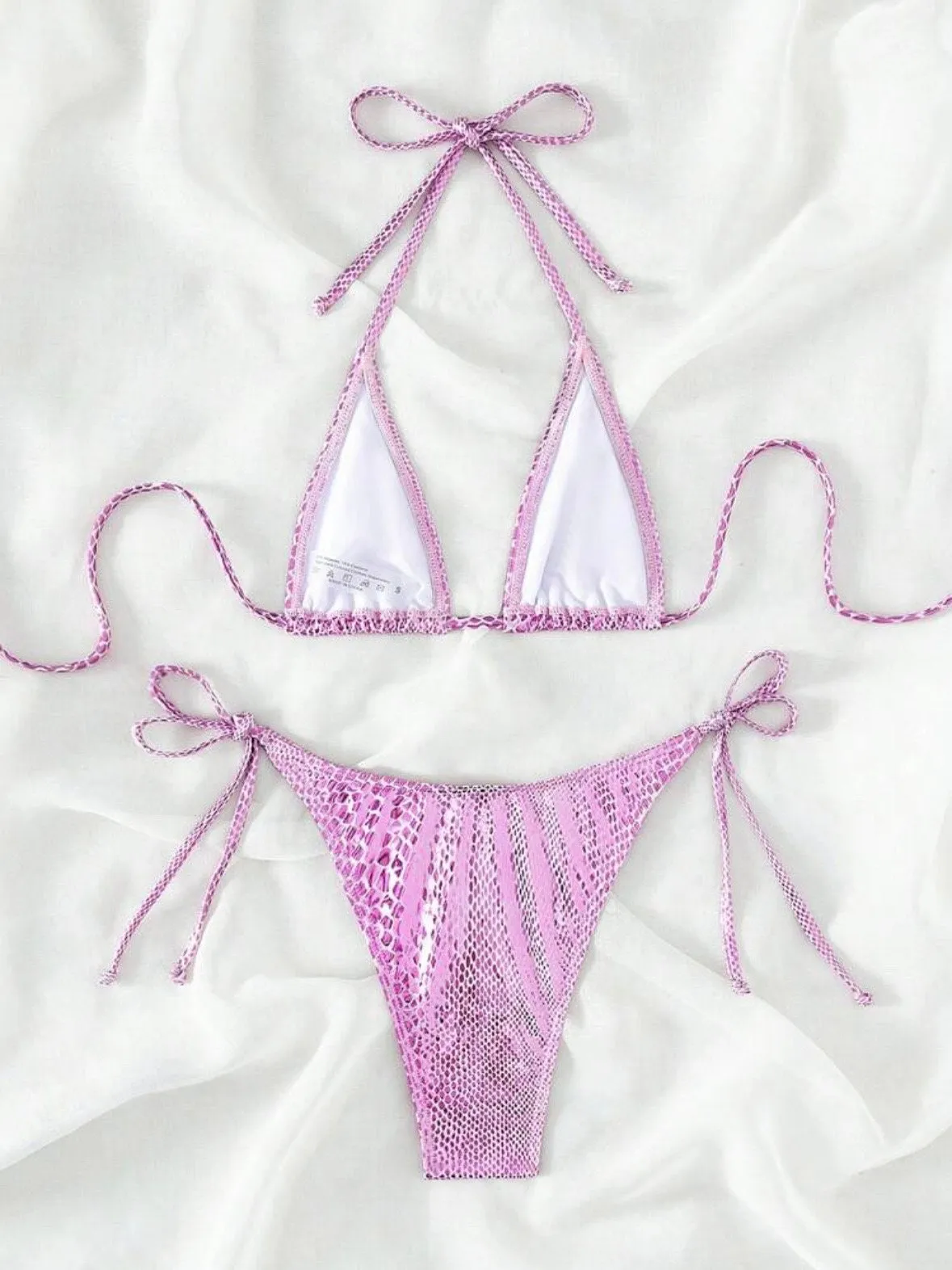 The Sarah Metallic Purple Snake Print Bikini Swimsuit Set