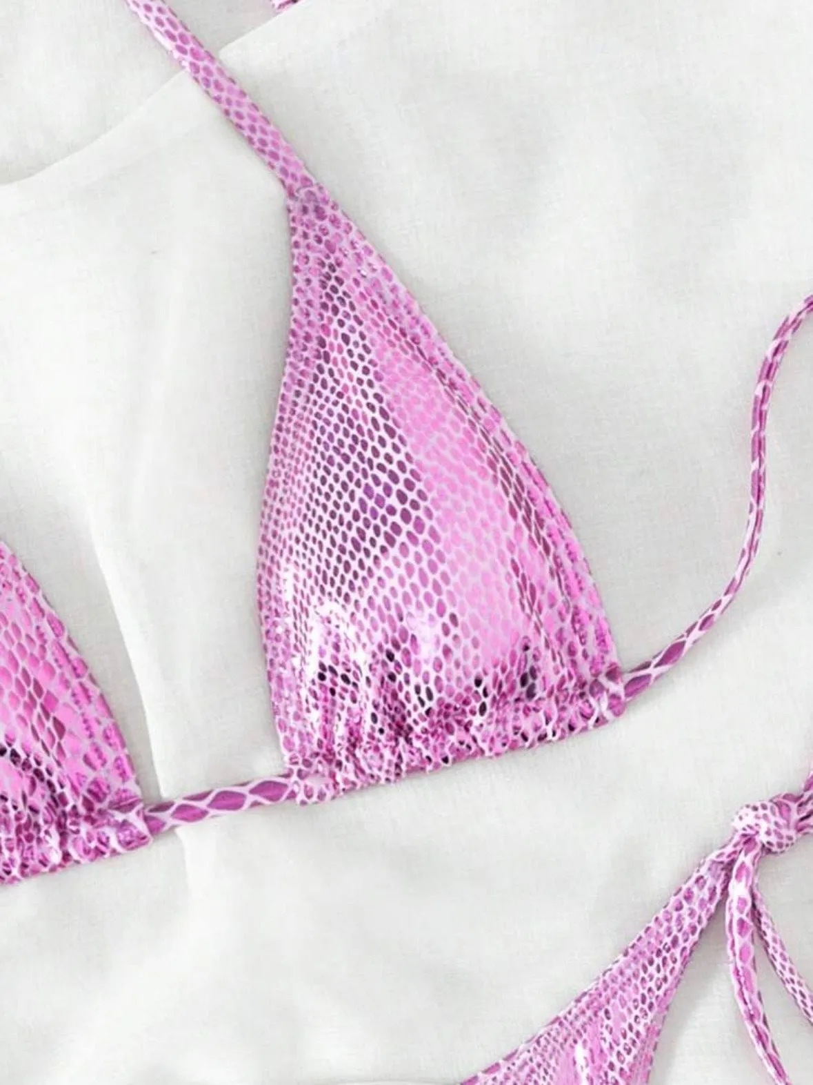 The Sarah Metallic Purple Snake Print Bikini Swimsuit Set