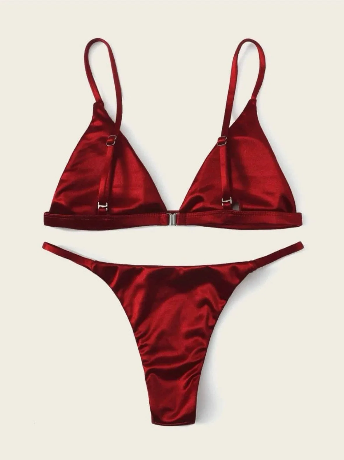 The Valeria Satin Red Bikini Set