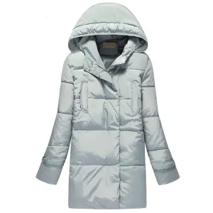 Thick Down Coats Warm Cotton Hooded Women Coat Long Oversized Outwear Coats Pockets Parkas