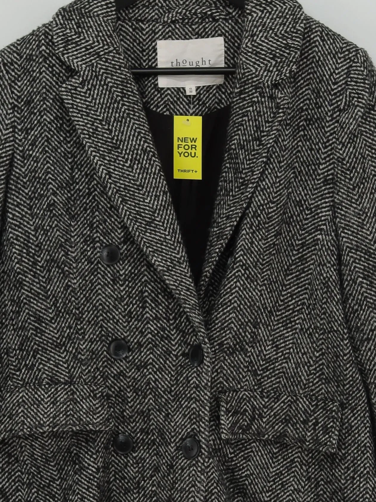 Thought Women's Blazer UK 12 Black Polyester with Wool