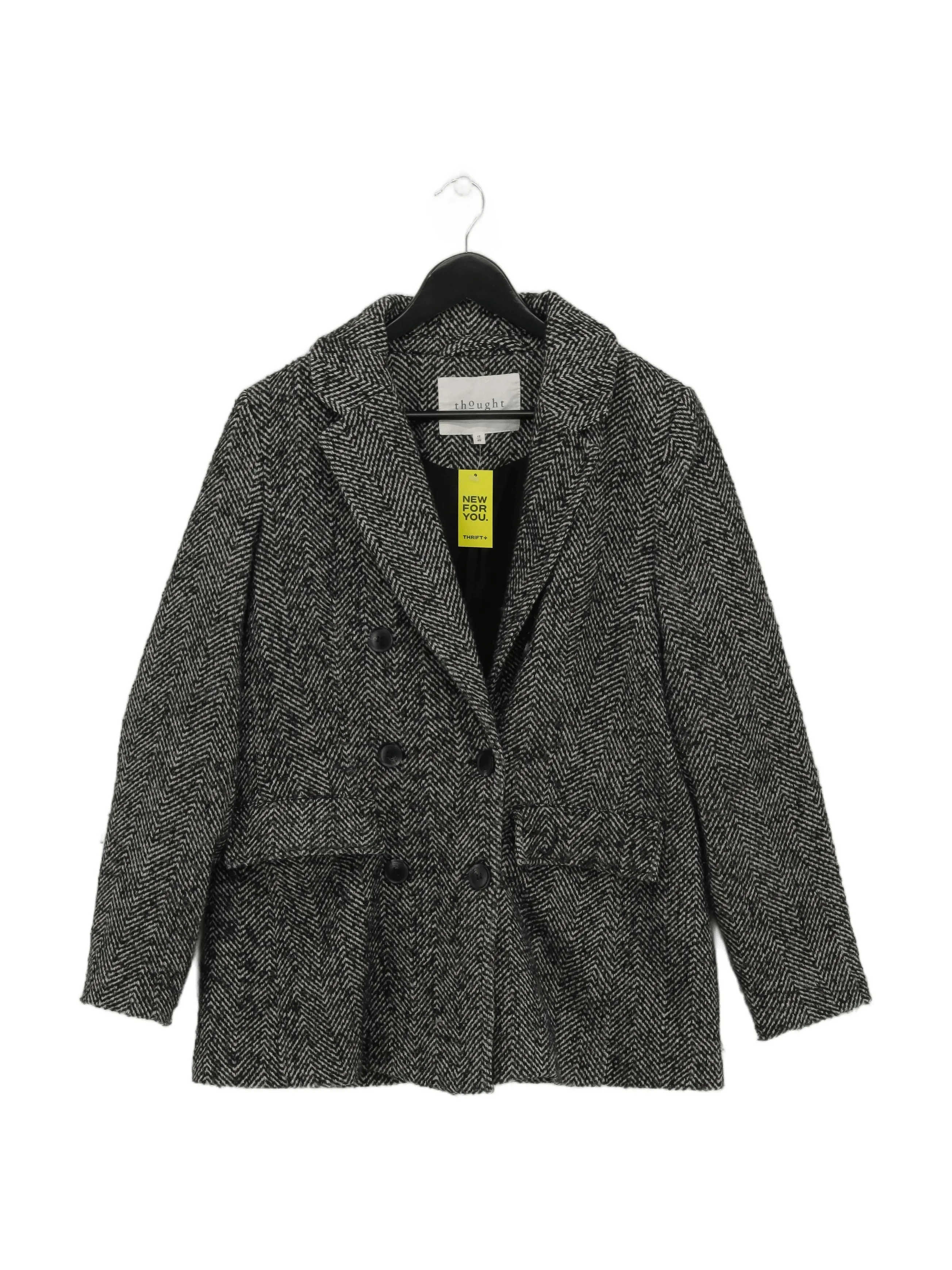 Thought Women's Blazer UK 12 Black Polyester with Wool