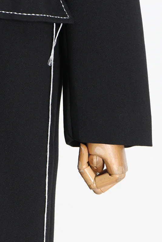 Topstitched Single Breasted  Long Lapel Long Sleeve Windbreaker