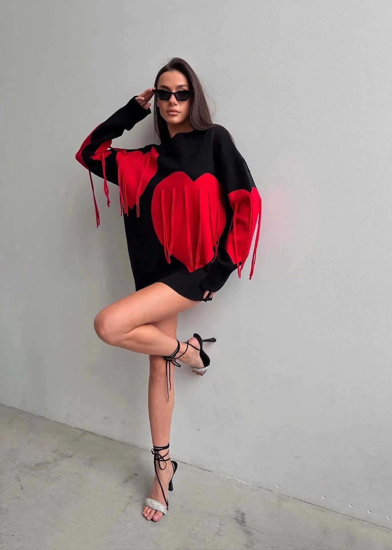 Trendy Pink Heart Pullover - Playful Comfort